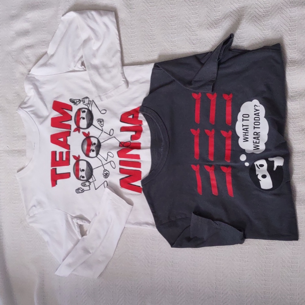 Bundle Of Children's Place 2 Ninja shirts, size 10-12, Excellent cond